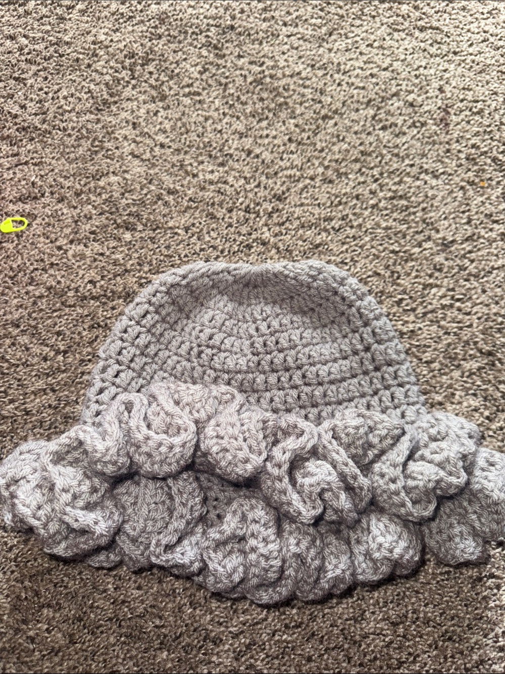 Handmade Gray Crochet Flower Bucket Hat